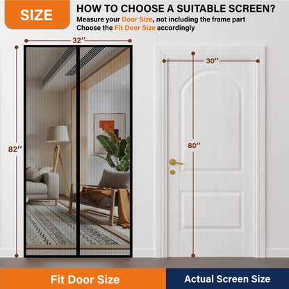 Magnetic Screen Door, Hands Free Mesh Curtain Keeps Bugs and Mosquitos Out, Automatic Magnet Closure, Heavy Duty Patio Sliding Dog Doors Cover, Window Screen Protector